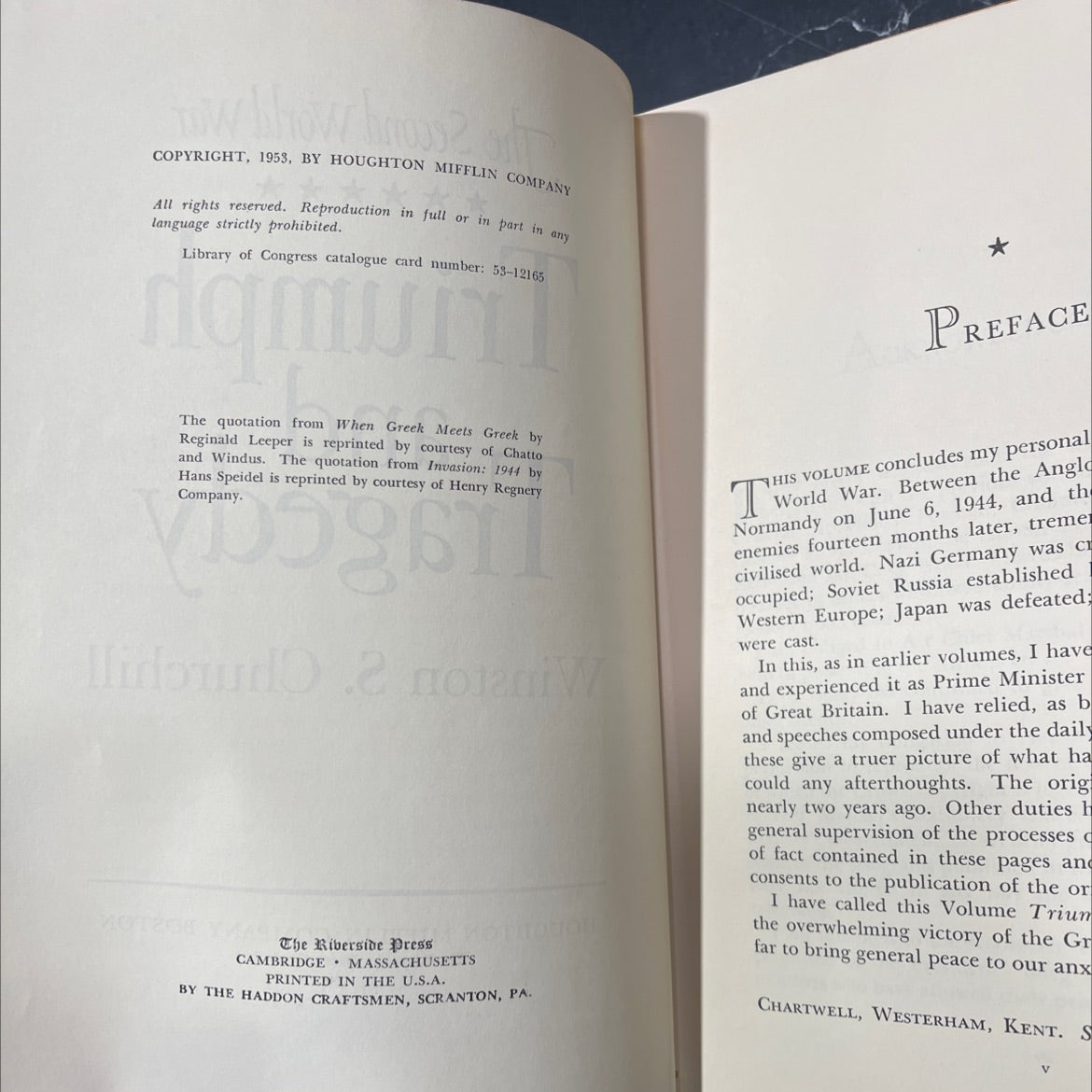 the second world war triumph and tragedy book, by winston s. churchill, 1953 Hardcover image 3