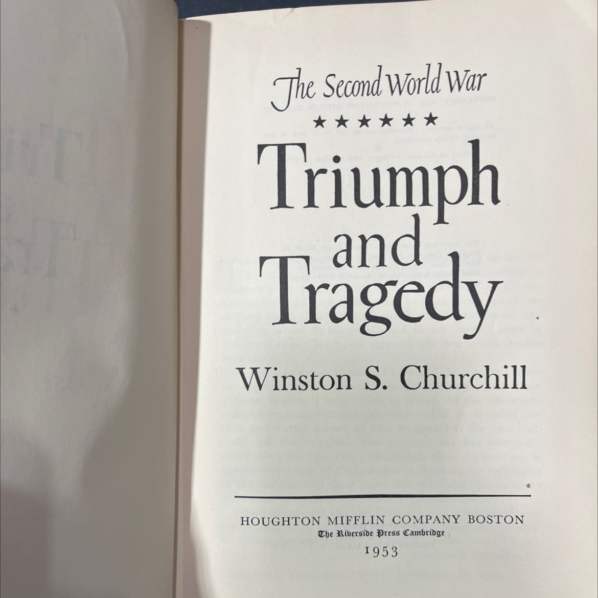 the second world war triumph and tragedy book, by winston s. churchill, 1953 Hardcover image 2
