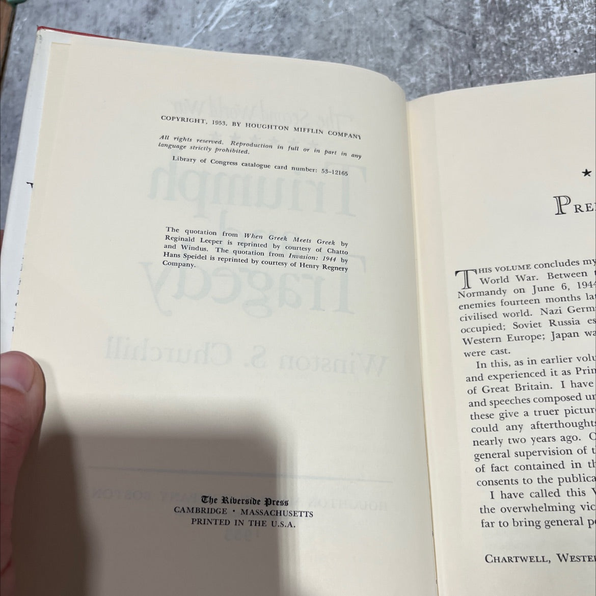 the second world war triumph and tragedy book, by winston s. churchill, 1953 Hardcover image 3