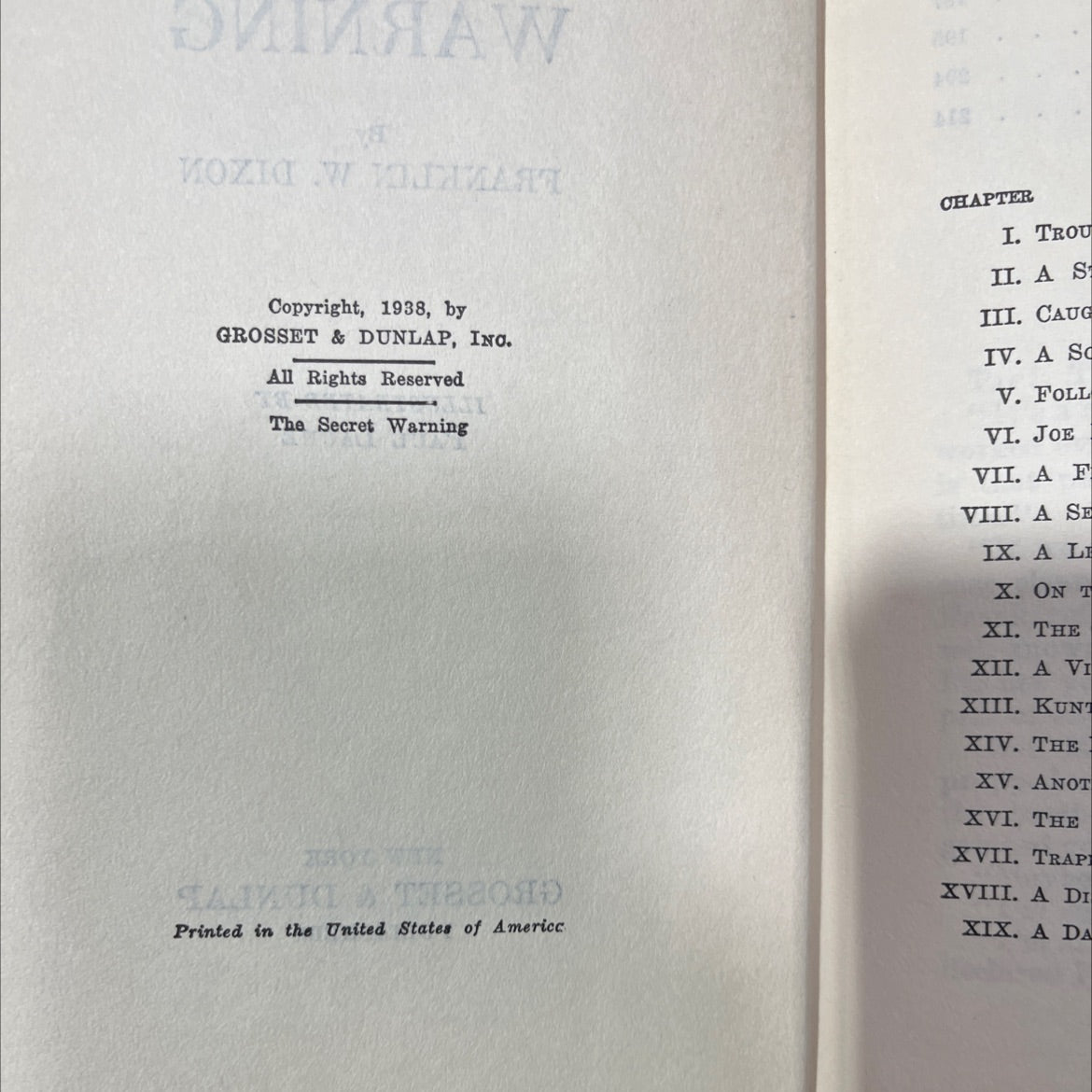 the secret warning book, by franklin w. dixon, 1938 Hardcover image 3