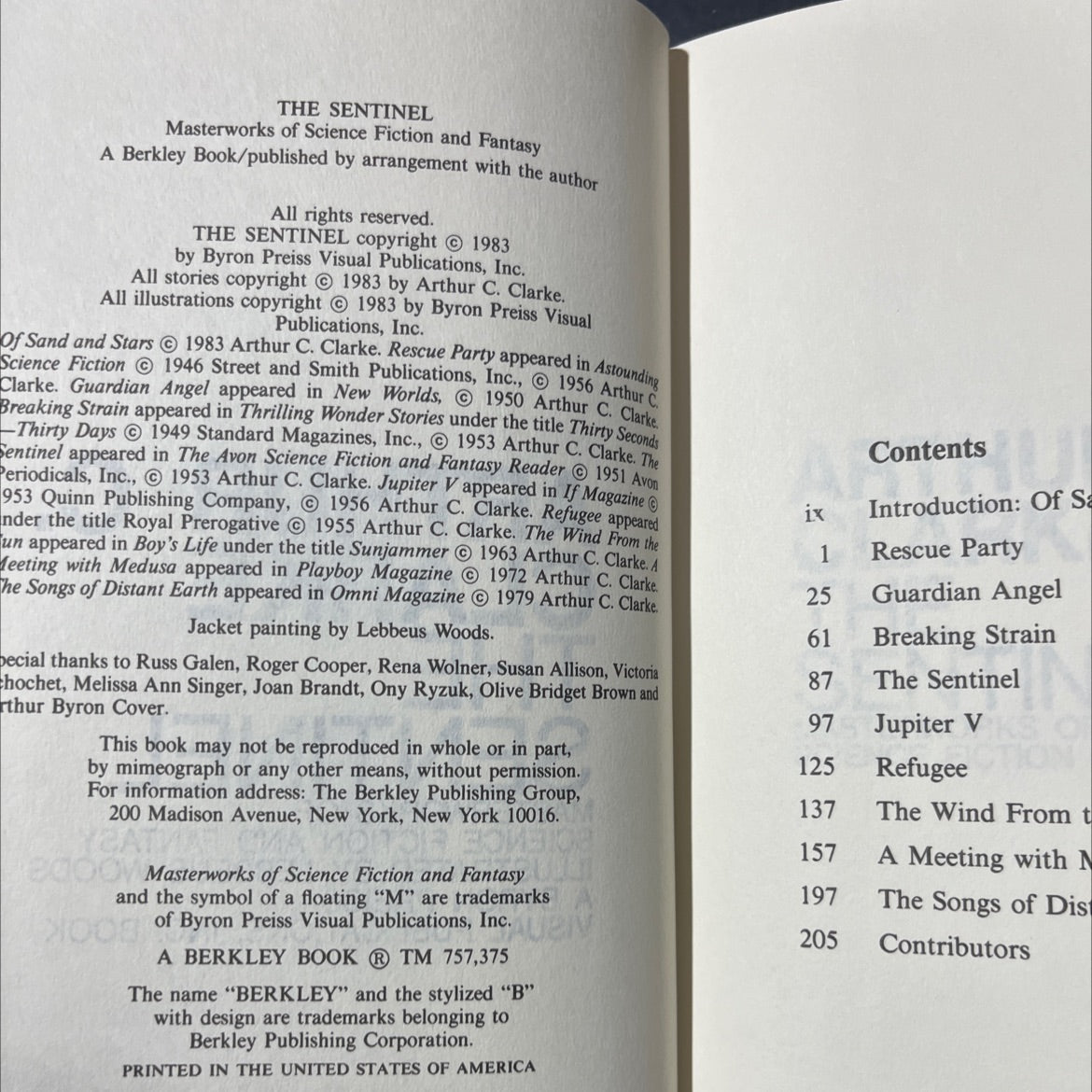 the sentinel book, by arthur c. clarke, 1983 Hardcover image 3