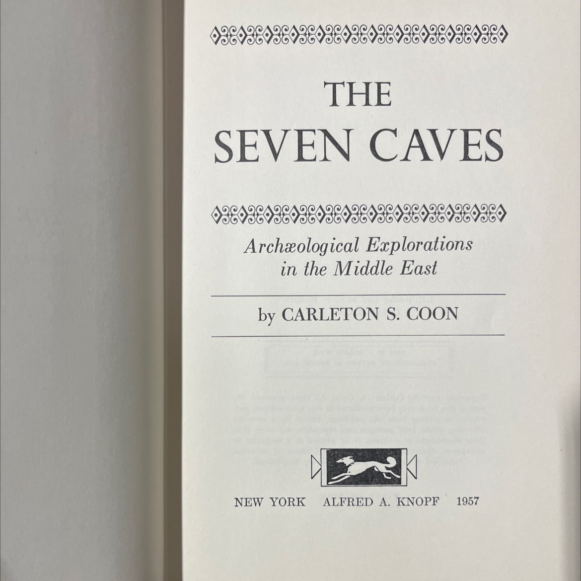the seven caves archaeological explorations in the middle east book, by carleton s. coon, 1956 Hardcover image 2