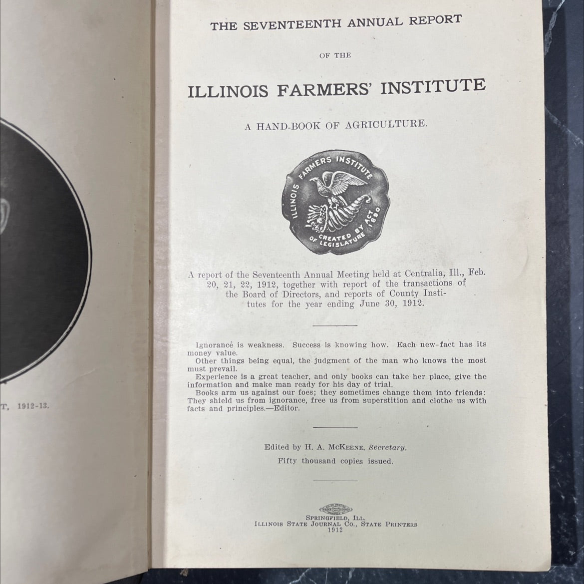 the seventeenth annual report of the illinois farmers' institute a hand-book of agriculture book, by H. A. MCKEENE, image 2