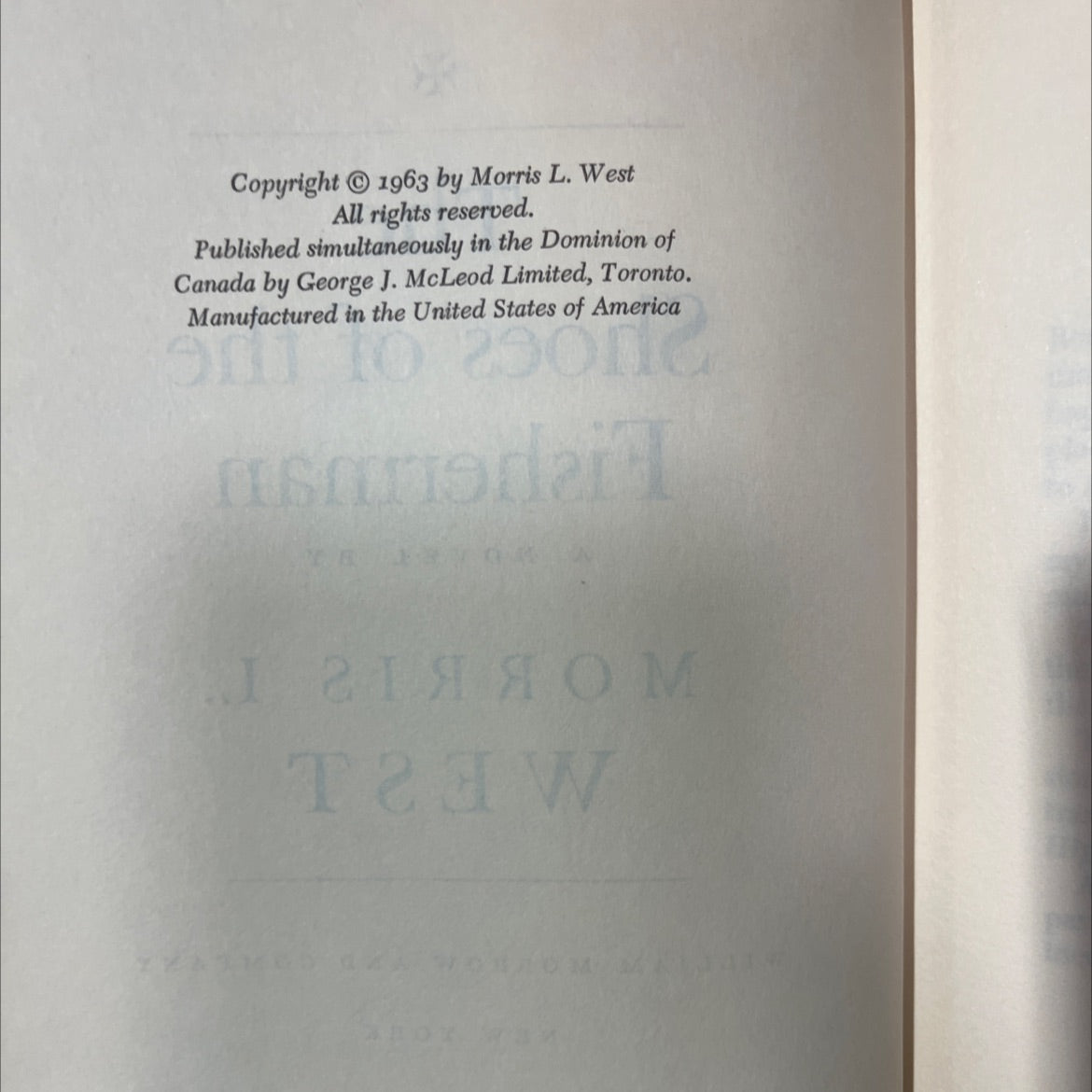 the shoes of the fisherman book, by morris l. west, 1963 Hardcover image 3