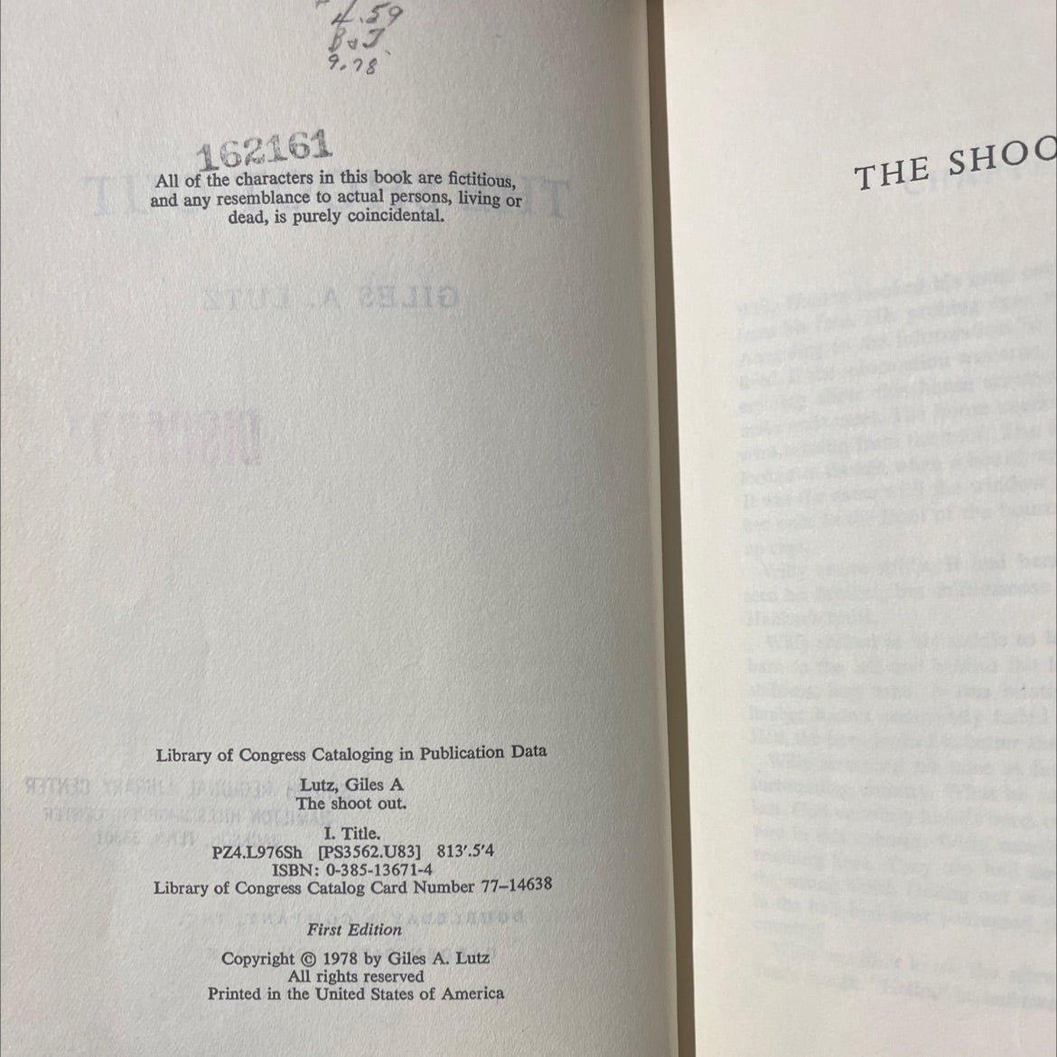 the shoot out book, by giles a. lutz, 1978 Hardcover image 3