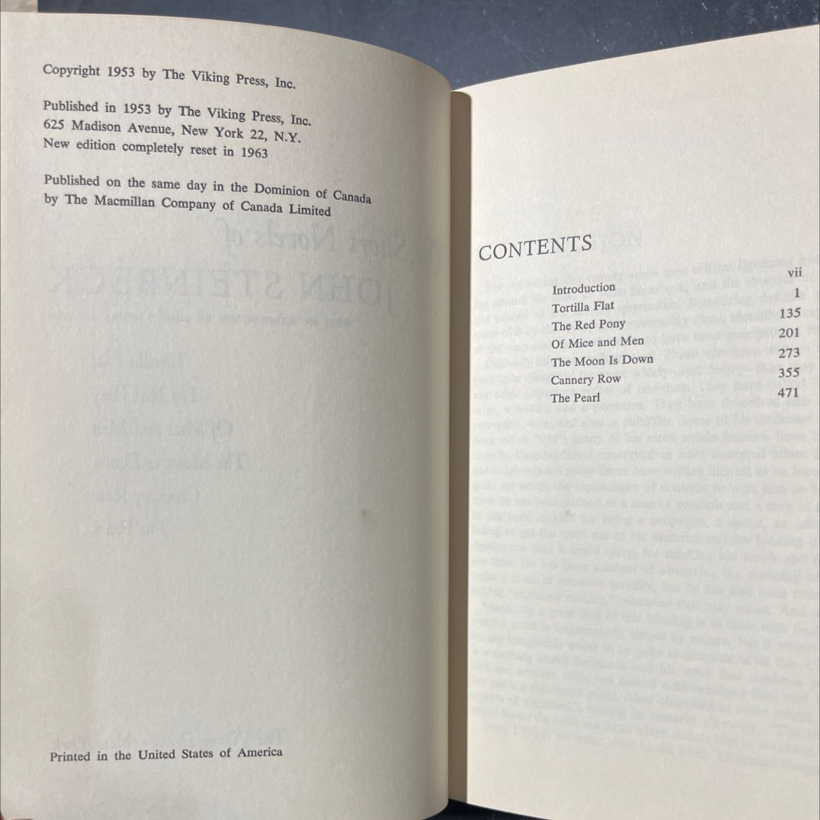 the short novels of john steinbeck book, by john steinbeck, 1963 Hardcover image 3