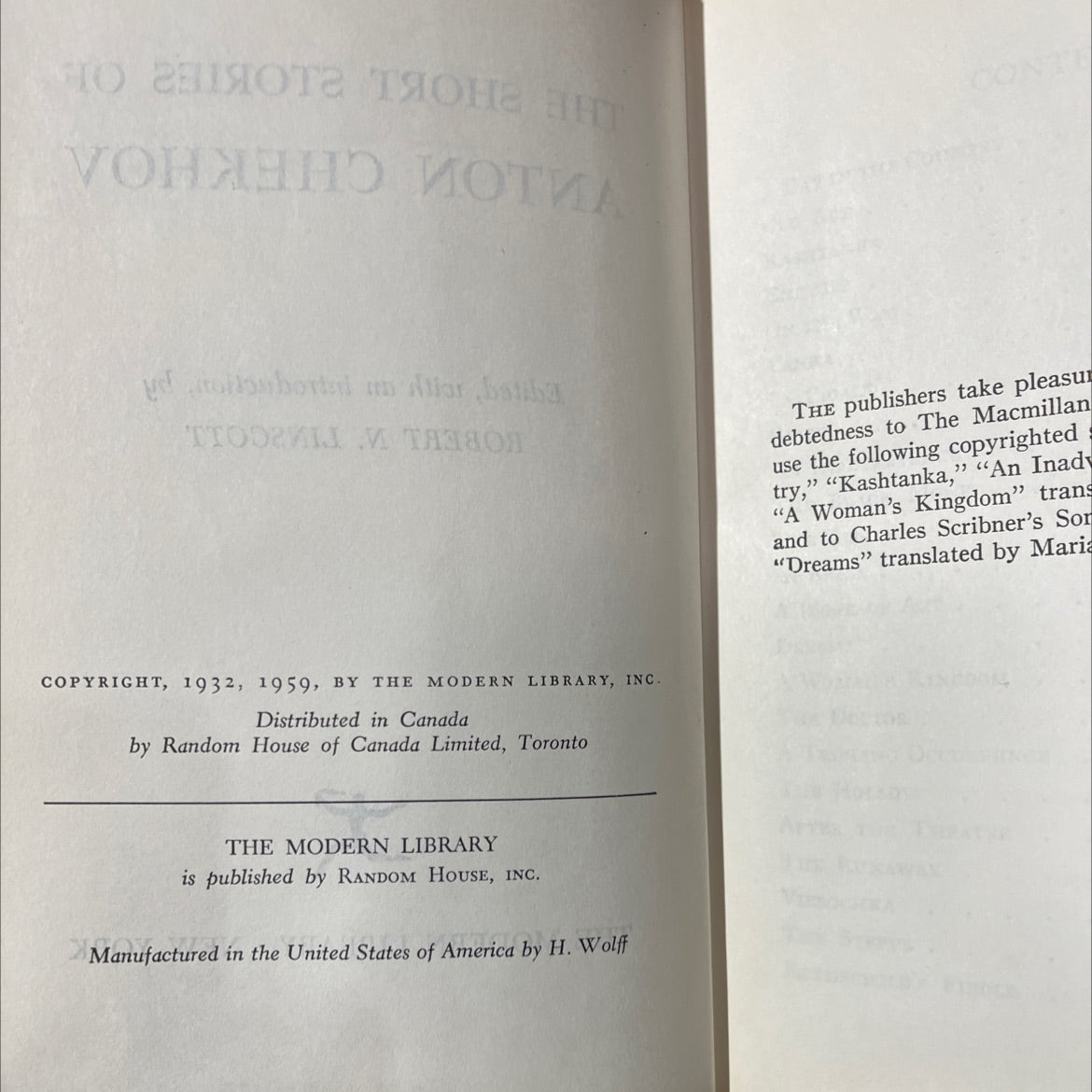 the short stories of anton chekhov book, by anton chekhov, 1959 Hardcover image 3