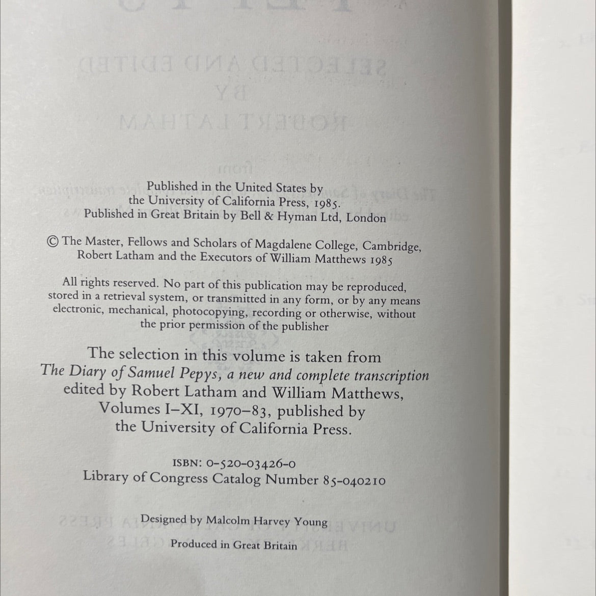 the shorter pepys selected and edited by robert latham book, by robert latham, 1985 Hardcover image 3