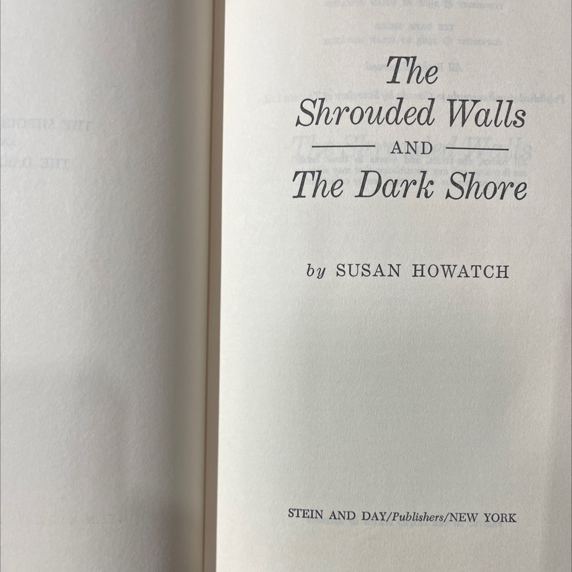 the shrouded walls book, by susan howatch, 1968 Hardcover image 2