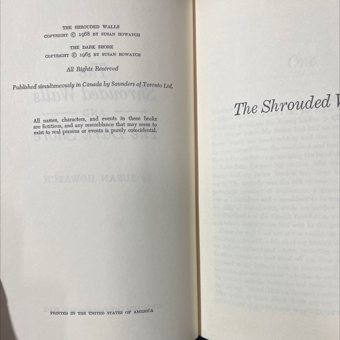 the shrouded walls book, by susan howatch, 1968 Hardcover image 3