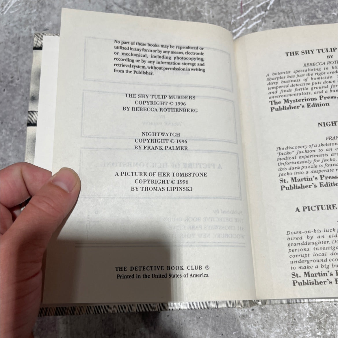 the shy tulip murders book, by rebecca rothenberg, 1996 Hardcover image 3