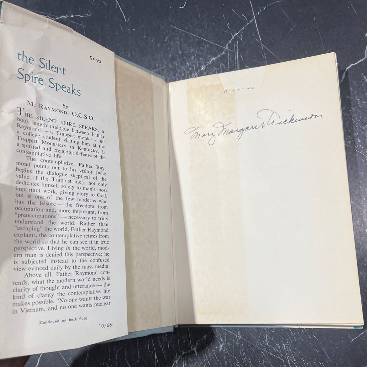 the silent spire speaks book, by rev. m. raymond, o.c.s.o., 1966 Hardcover image 4