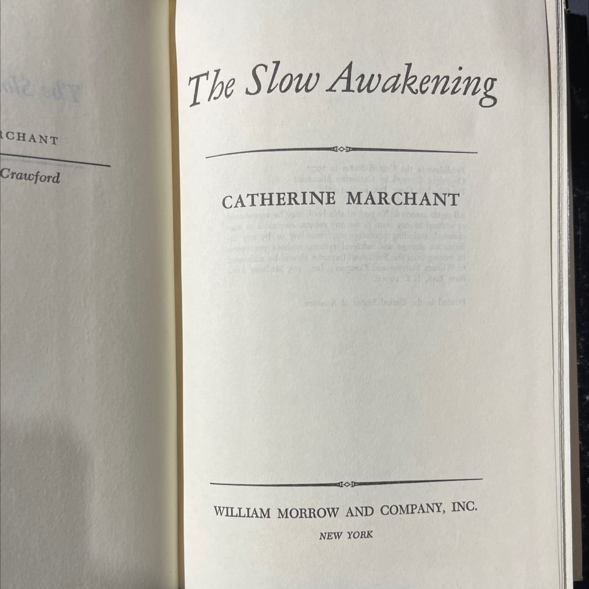 the slow awakening book, by catherine marchant, 1977 Hardcover image 2