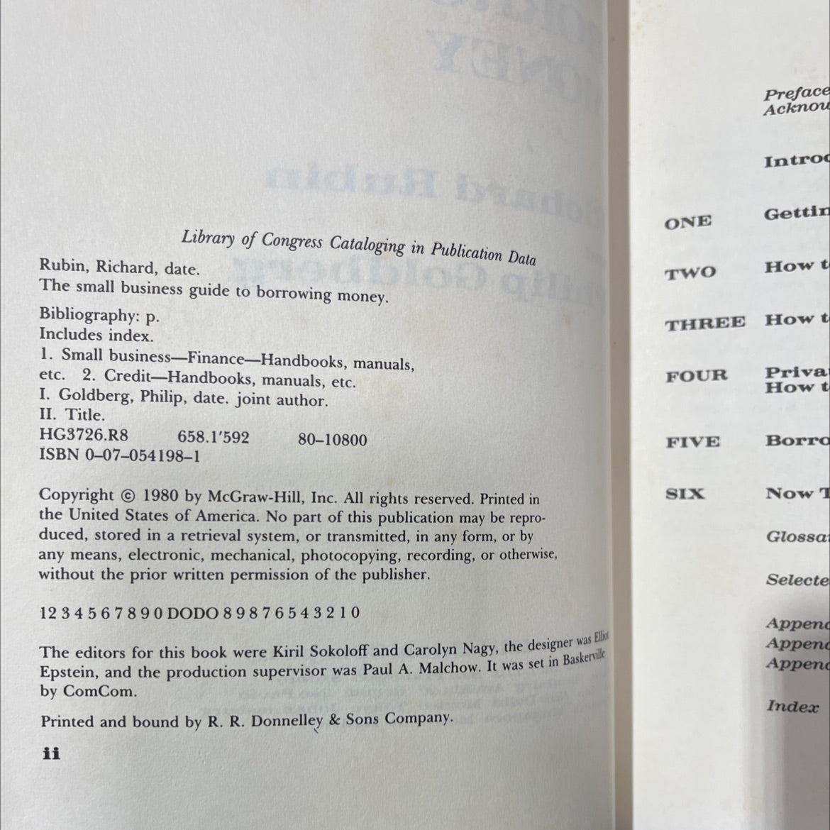 the small business guide to borrowing money book, by Richard Rubin and Philip Goldberg, 1980 Hardcover image 3