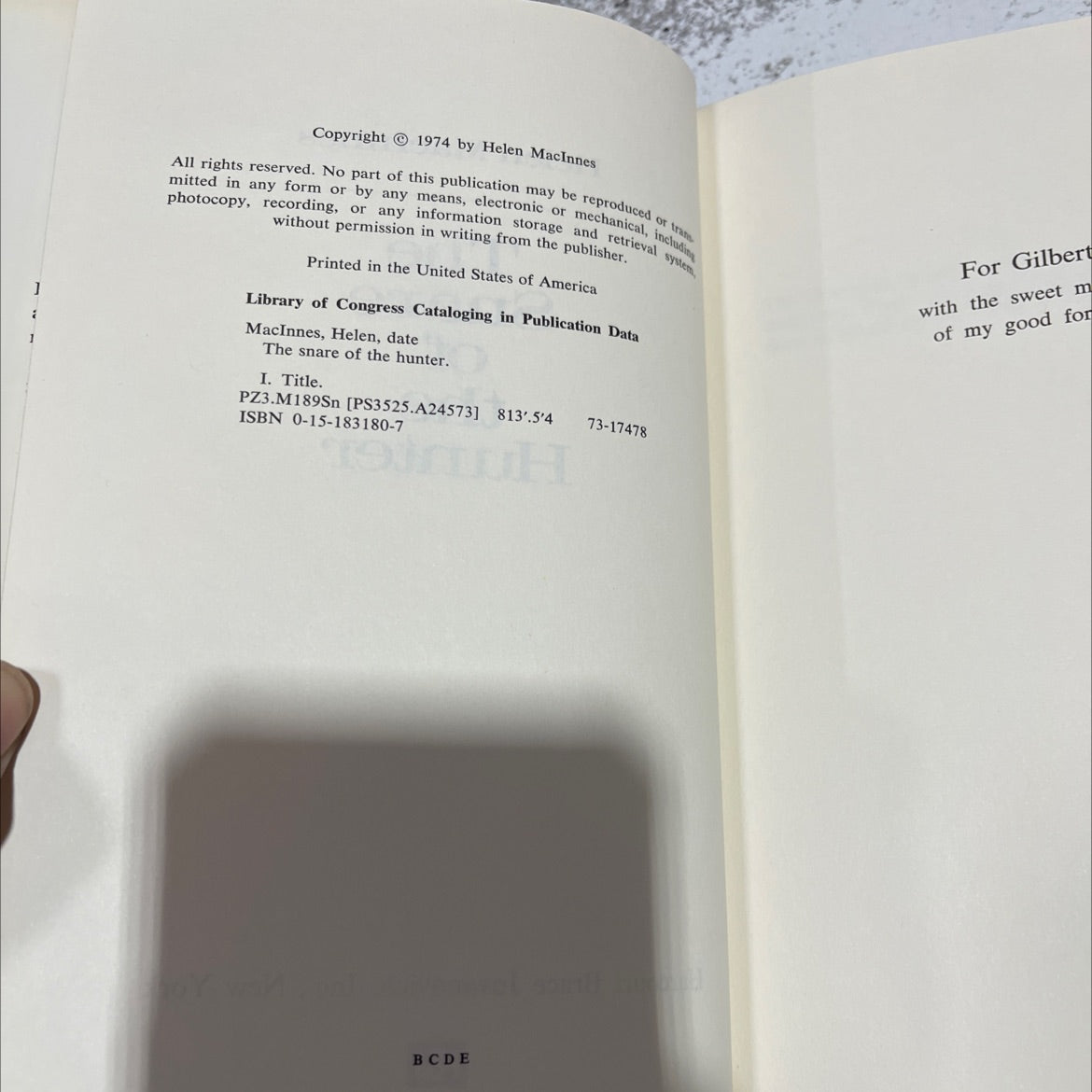 the snare of the hunter book, by Helen MacInnes, 1974 Hardcover image 3