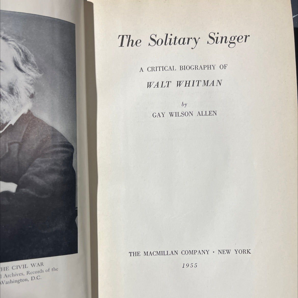 the solitary singer a critical biography of walt whitman book, by gay wilson allen, 1955 Hardcover image 2