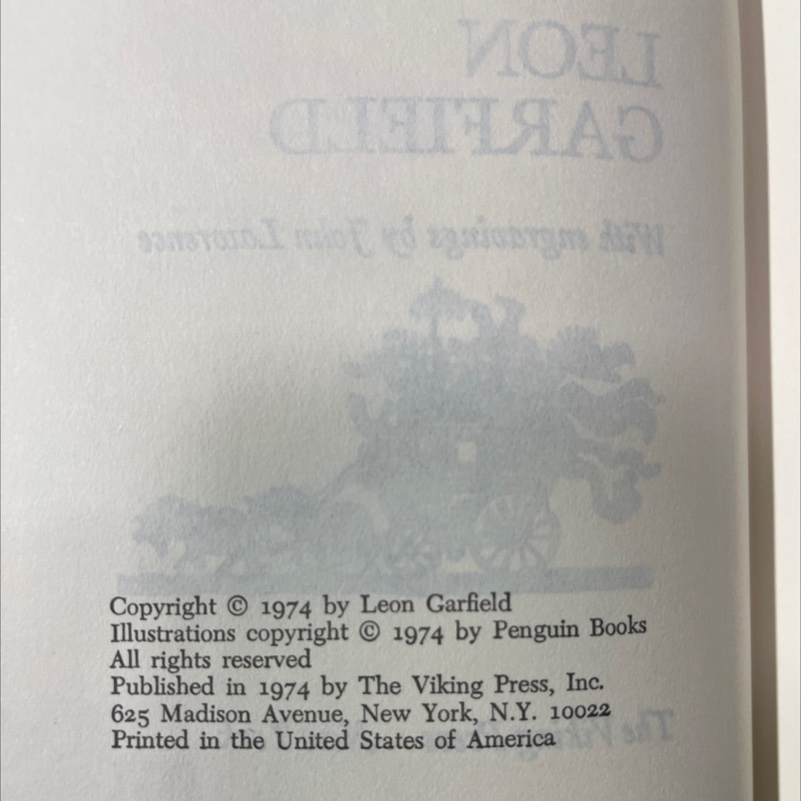 the sound of coaches book, by leon garfield, 1974 Hardcover image 3