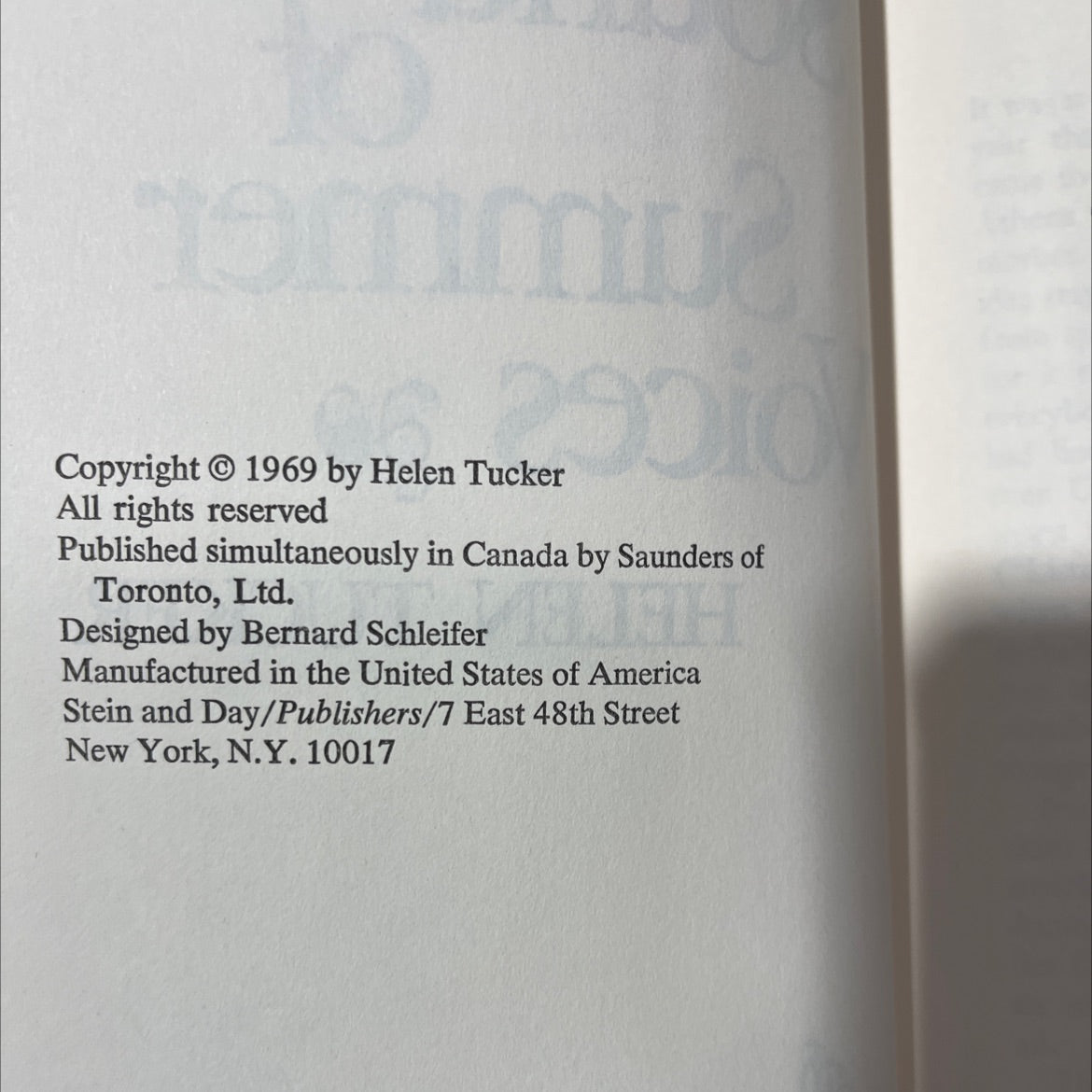 the sound of summer voices book, by helen tucker, 1969 Hardcover image 3