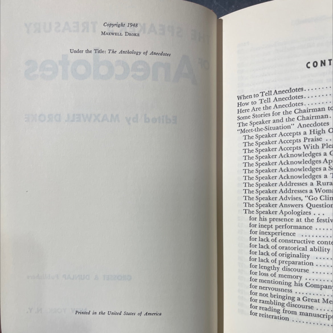the speaker's treasury of anecdotes book, by maxwell droge, 1948 Hardcover image 3