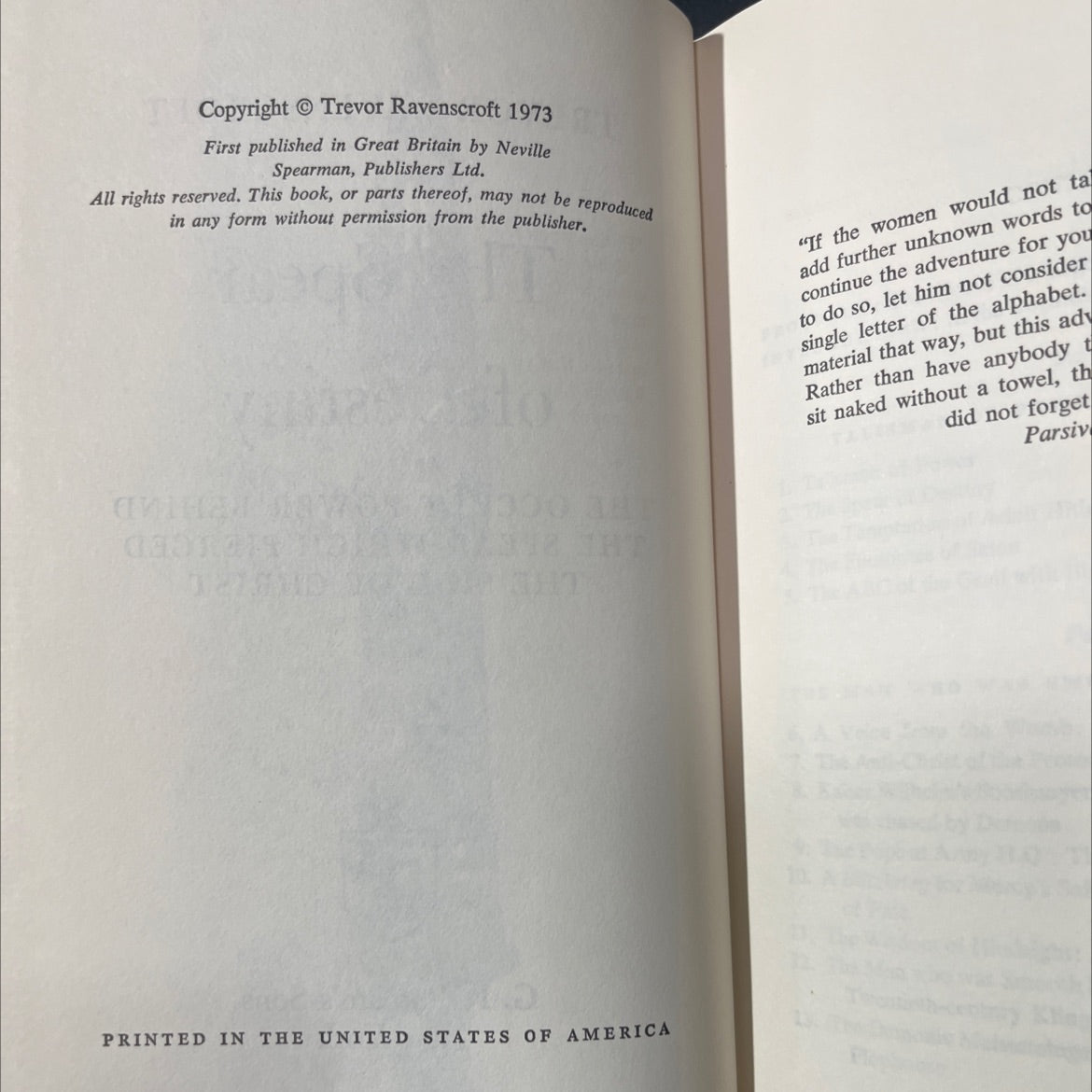 the spear of destiny book, by trevor ravenscroft, 1973 Hardcover image 3