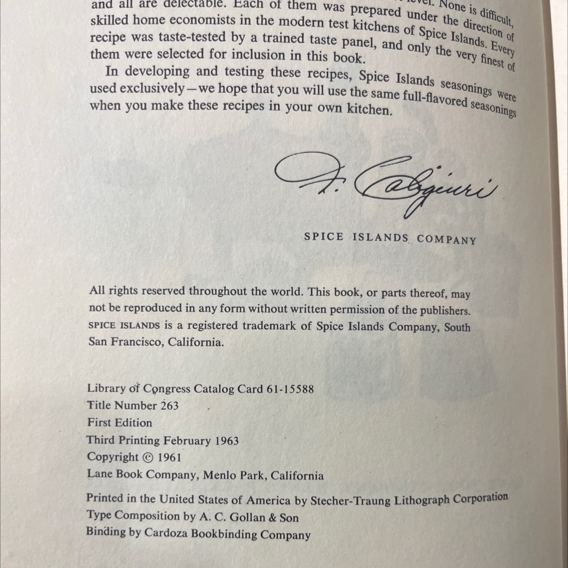 the spice islands cook book book, by louise driggs, 1963 Hardcover image 3