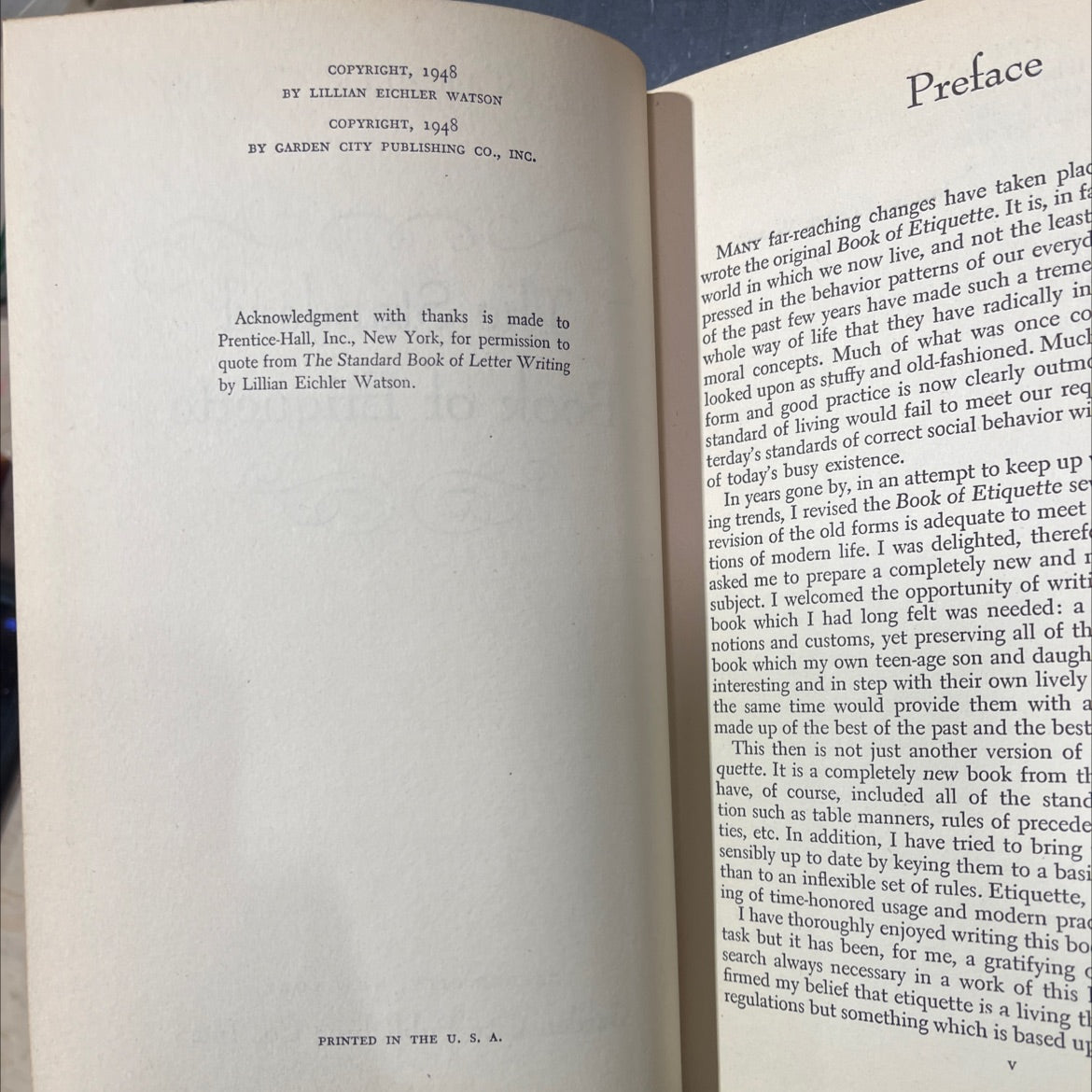 the standard book of etiquette book, by lillian eichler watson, 1948 Hardcover image 3