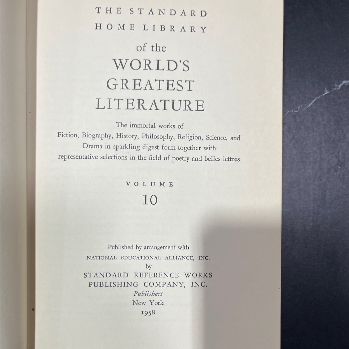 the standard home library of the world's greatest literature book, by unknown, 1958 Hardcover image 2