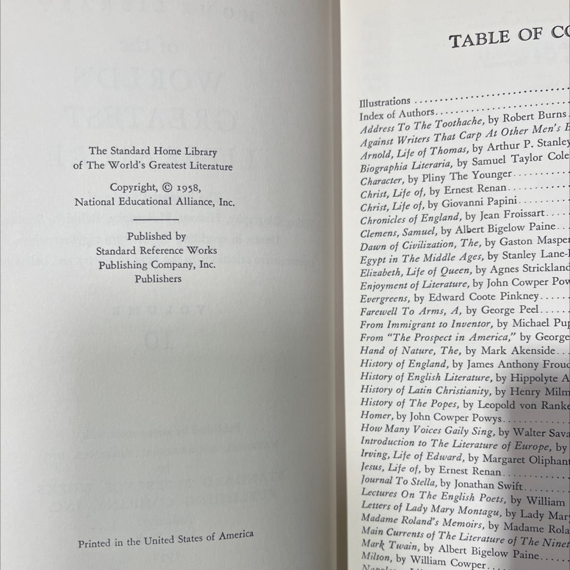 the standard home library of the world's greatest literature book, by unknown, 1958 Hardcover image 3