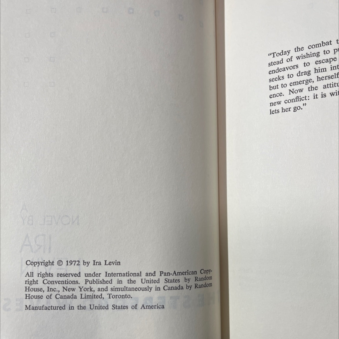 the stepford wives book, by ira levine, 1972 Hardcover image 3