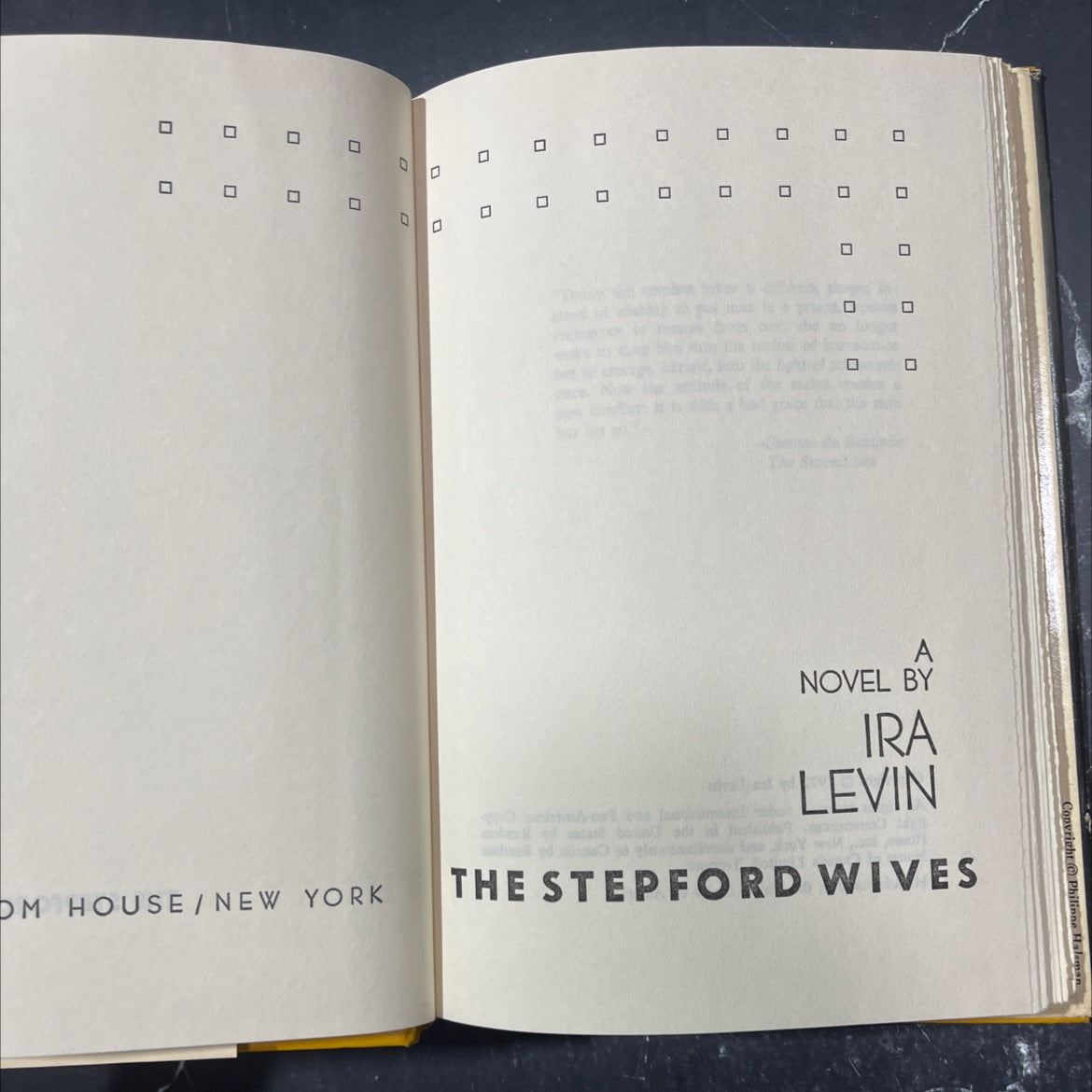 the stepford wives book, by ira levine, 1972 Hardcover image 2