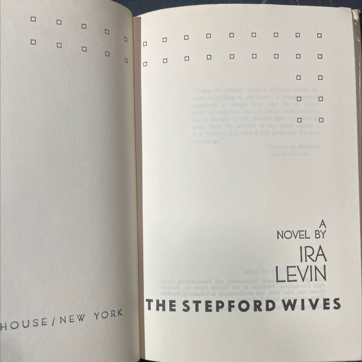 the stepford wives book, by ira levin, 1972 Hardcover image 2