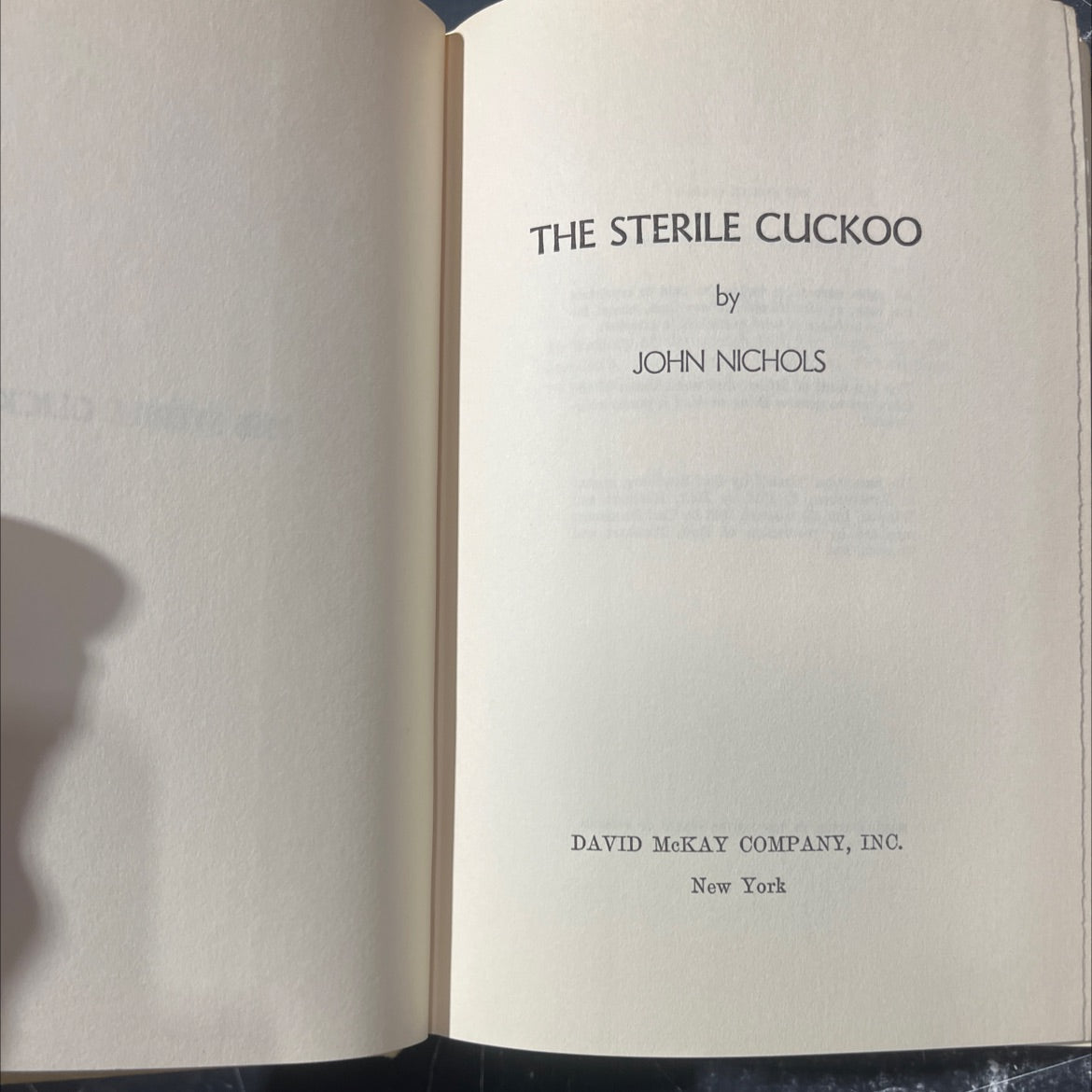 the sterile cuckoo book, by john nichols, 1965 Hardcover image 2