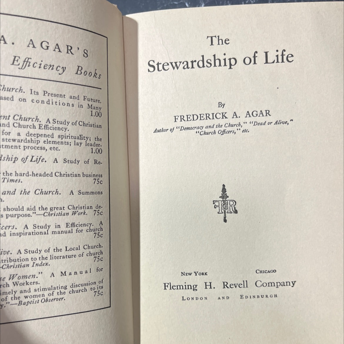 the stewardship of life book, by frederick a. agar, 1924 Hardcover image 2
