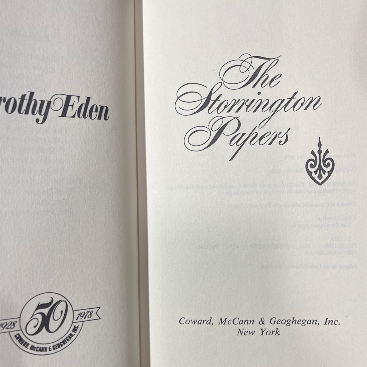 the storrington papers book, by dorothy eden, 1978 Hardcover image 2