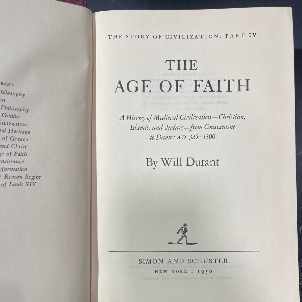 the story of civilization: part iv the age of faith book, by will durant, 1950 Hardcover image 2