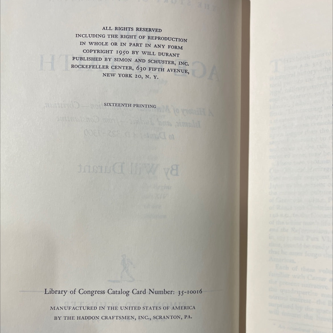 the story of civilization: the age of faith book, by will durant, 1950 Hardcover image 3