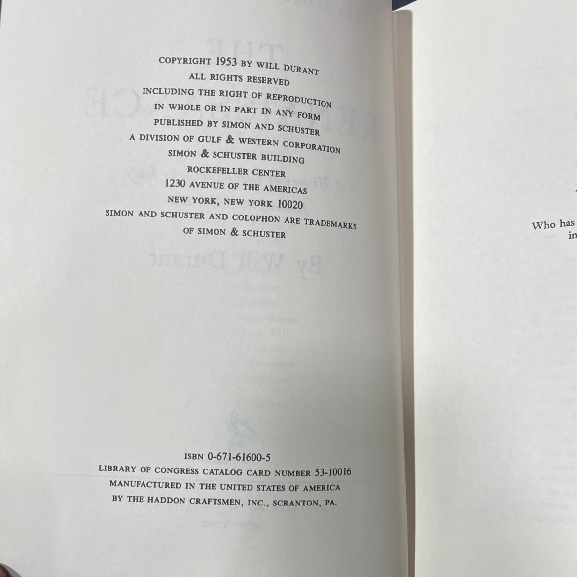 the story of civilization: the renaissance book, by Will Durant, 1953 Hardcover image 3