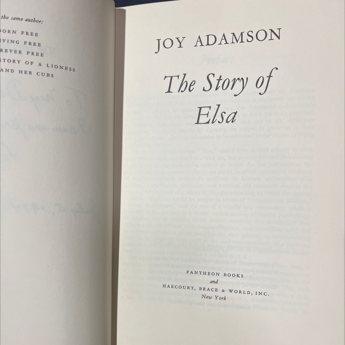 the story of elsa book, by joy adamson, 1966 Hardcover image 2