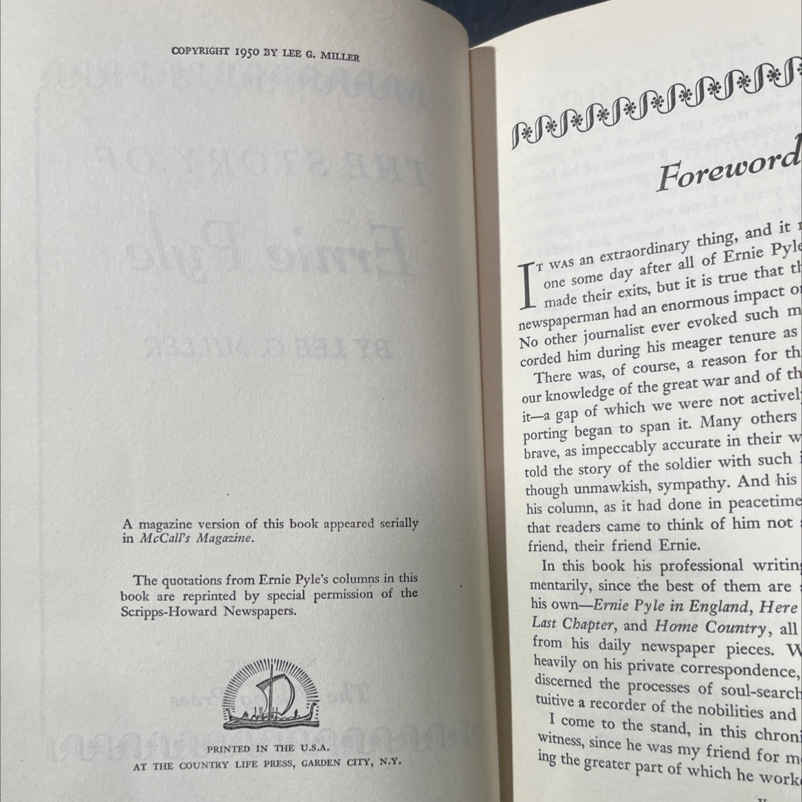 the story of ernie pyle book, by lee g. miller, 1950 Hardcover image 3