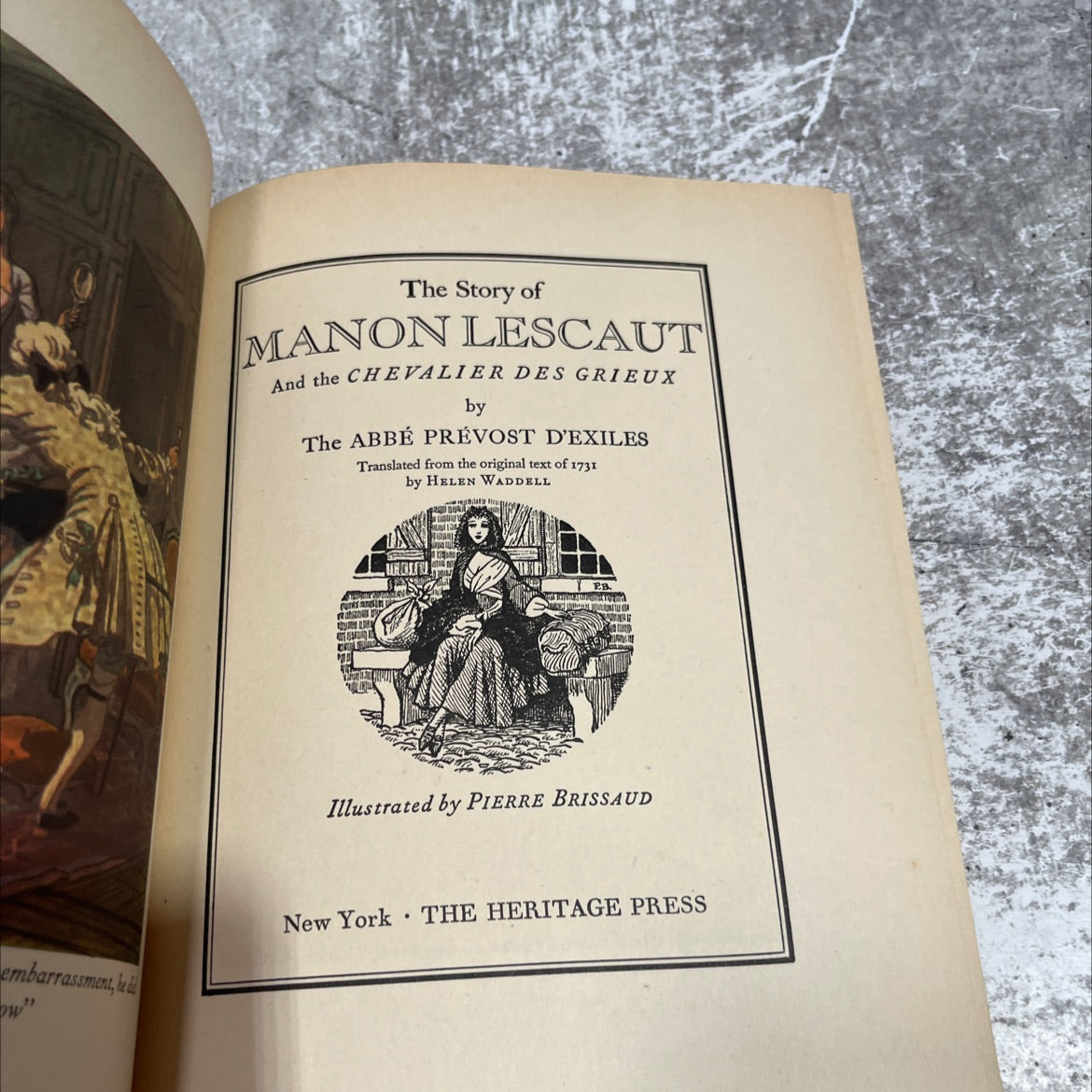 the story of manon lescaut and the chevalier des grieux book, by abbé prévost d'exiles, 1935 Hardcover image 2