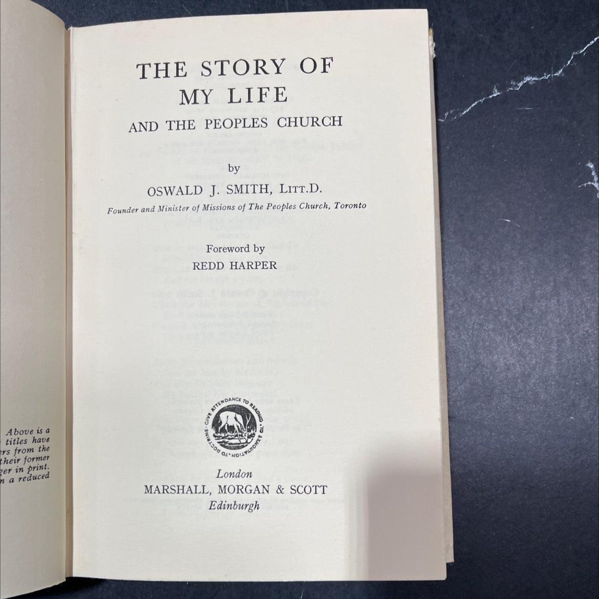 the story of my life and the peoples church book, by oswald j. smith, 1965 Hardcover image 2