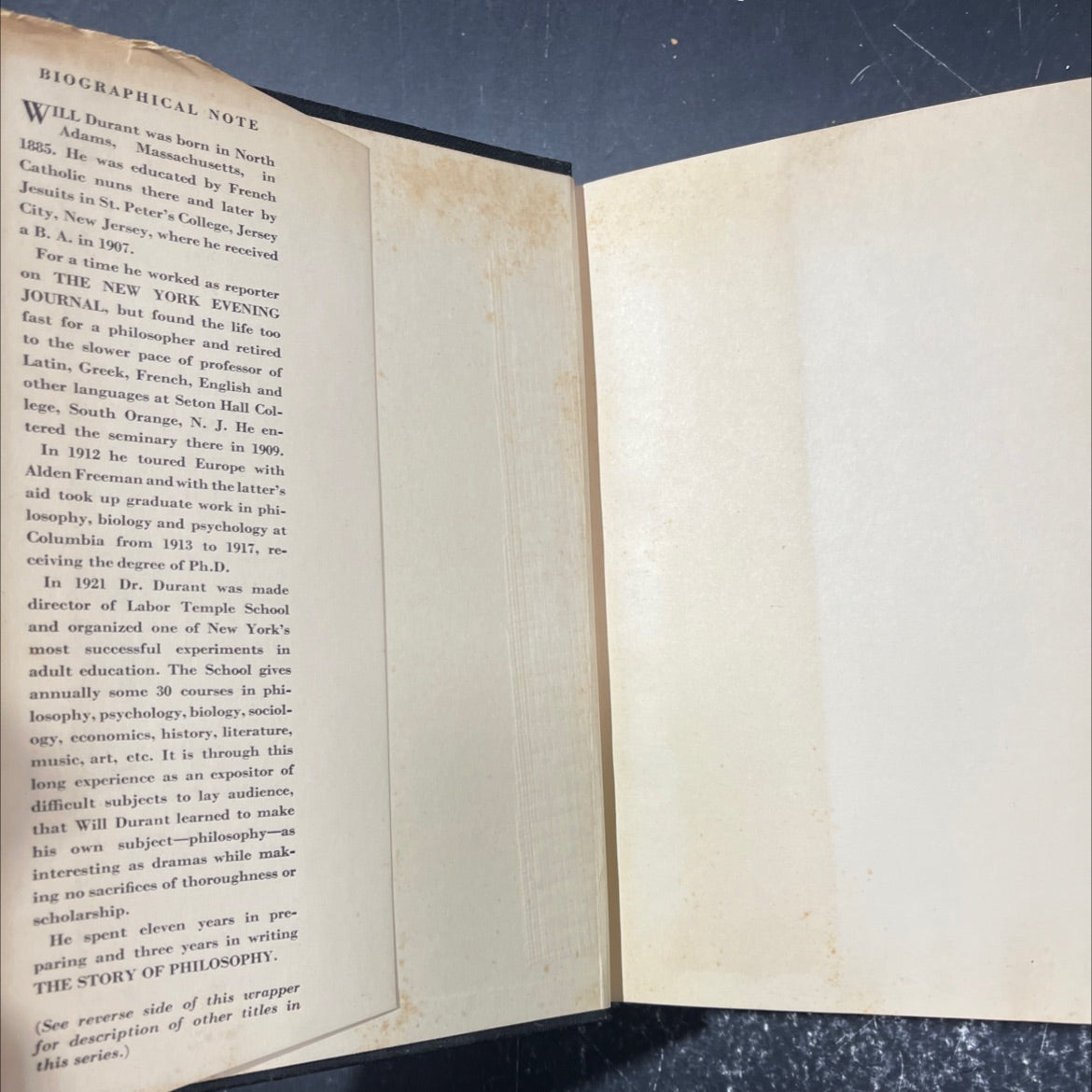 the story of philosophy the lives and opinions of the greater philosophers book, by will durant, 1927 Hardcover image 4