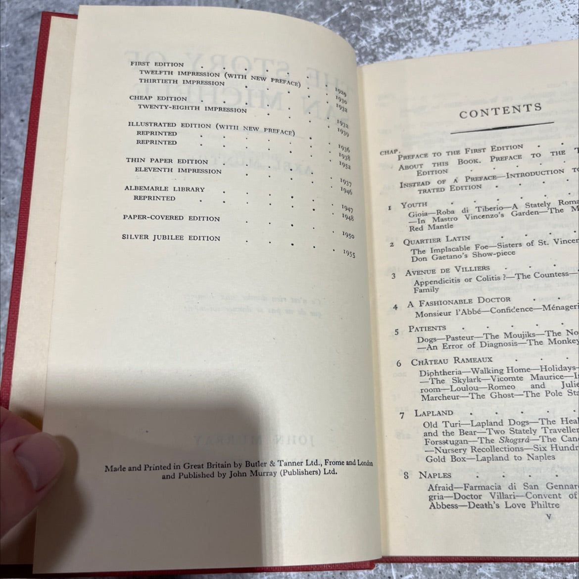 the story of san michele book, by axel munthe, 1955 Hardcover image 3