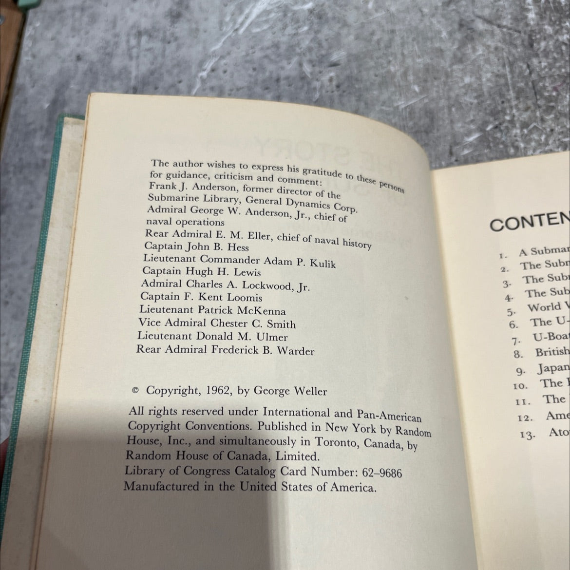 the story of submarines book, by George Weller, 1962 Hardcover image 3