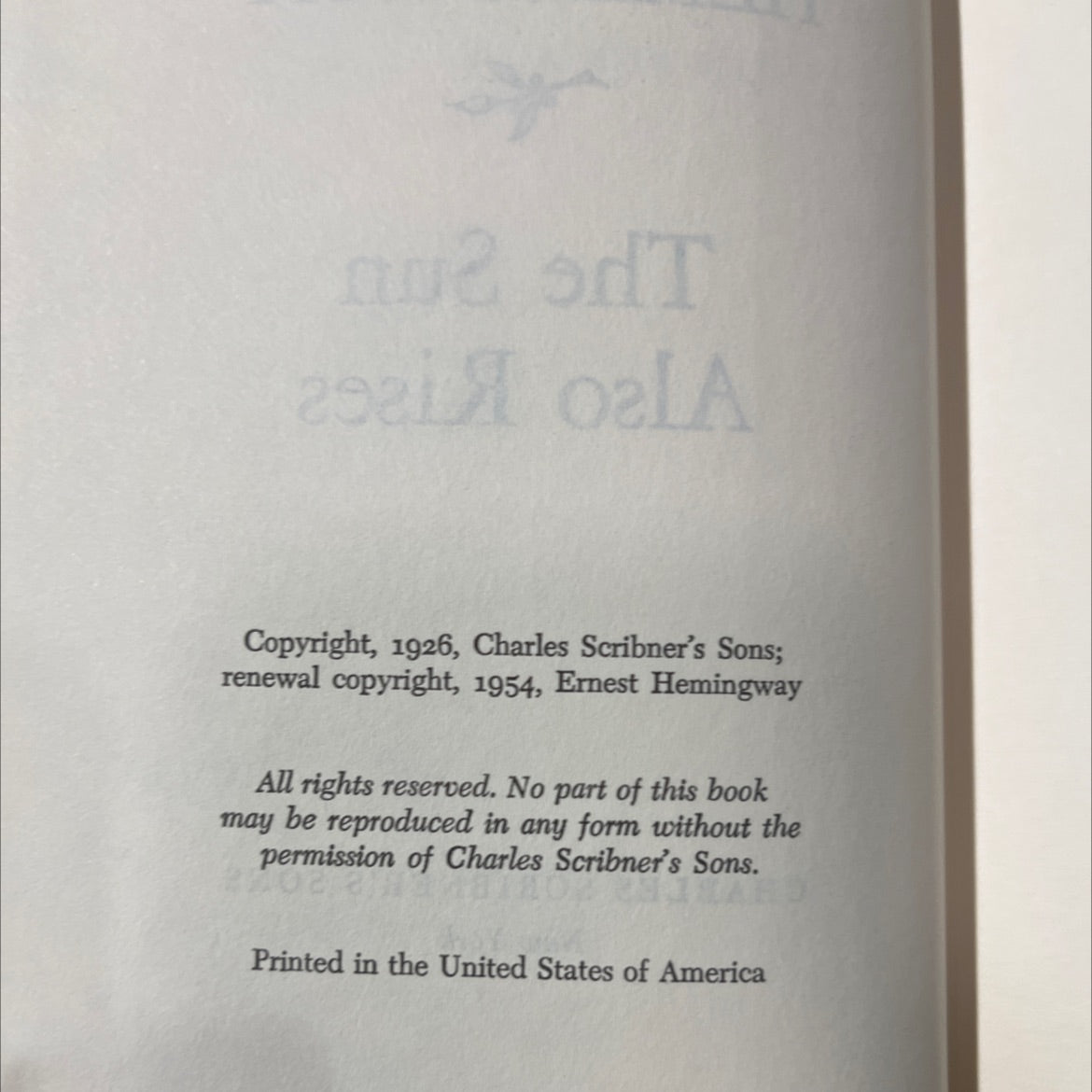 the sun also rises book, by ernest hemingway, 1954 Hardcover image 3