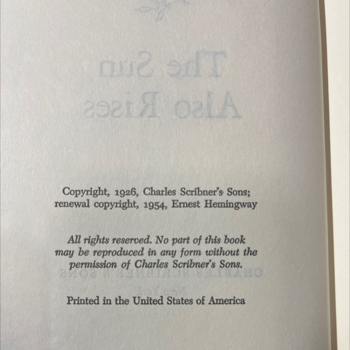 the sun also rises book, by ernest hemingway, 1954 Hardcover image 3