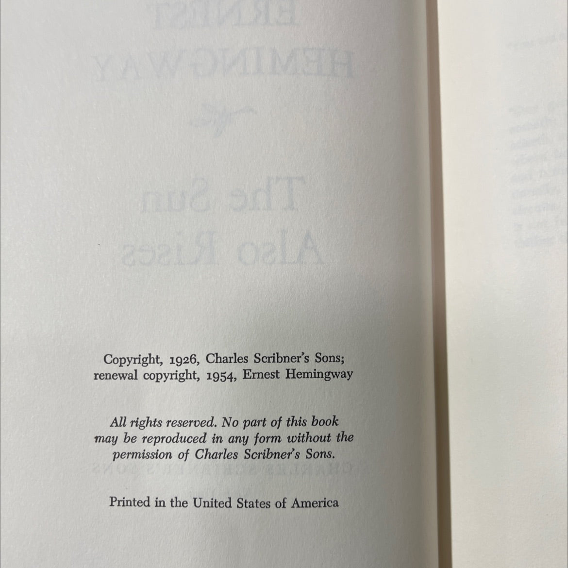 the sun also rises book, by ernest hemingway, 1954 Hardcover image 3