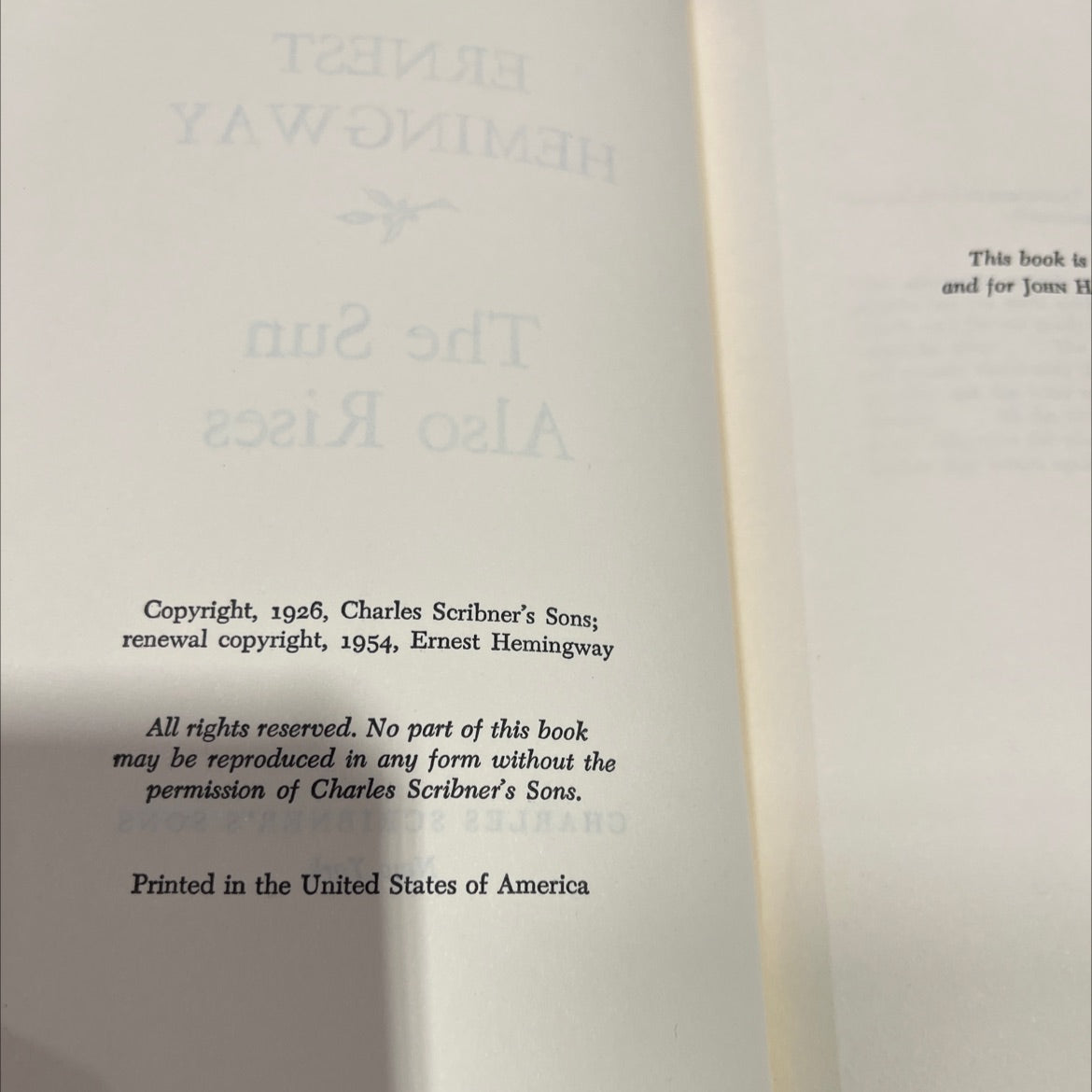 the sun also rises book, by ernest hemingway, 1954 Hardcover image 3