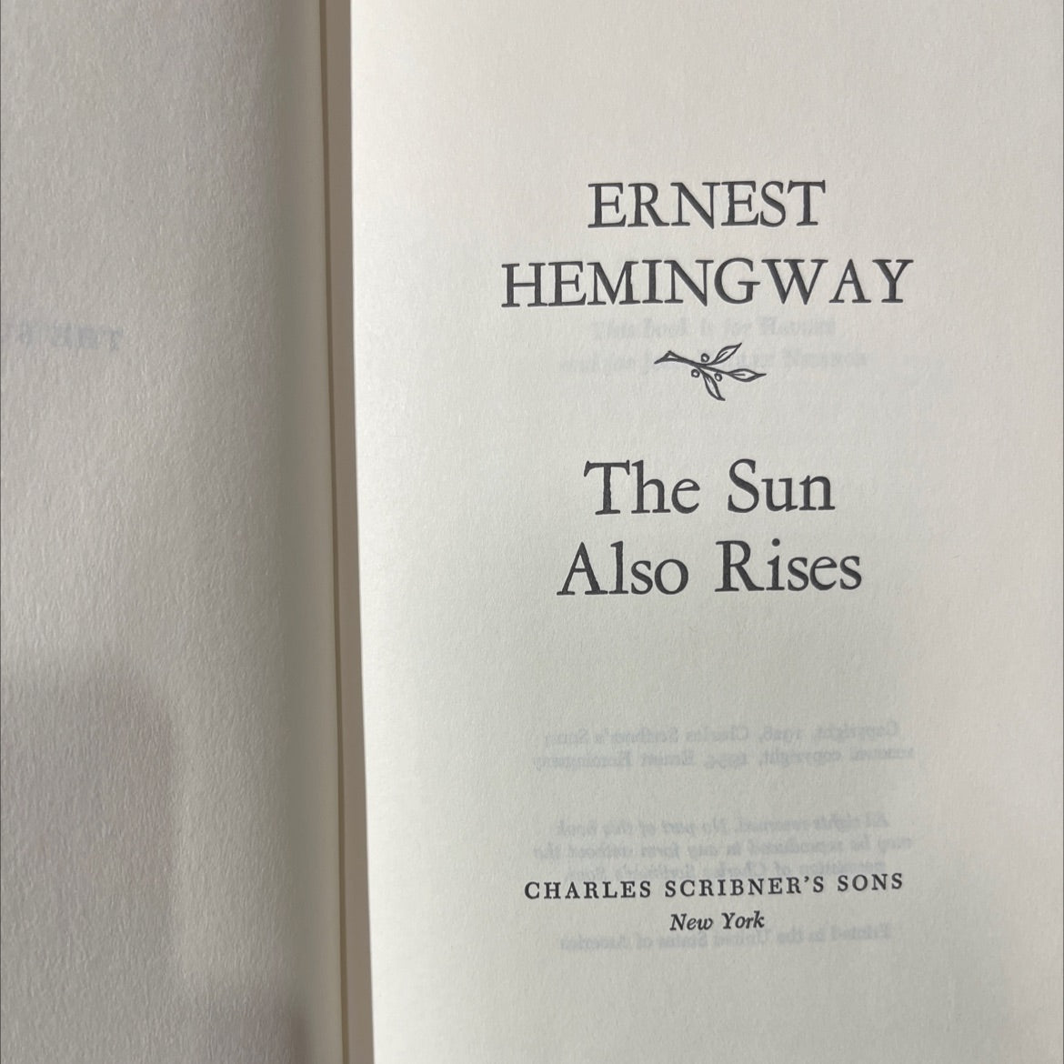 the sun also rises book, by ernest hemingway, 1954 Hardcover image 2