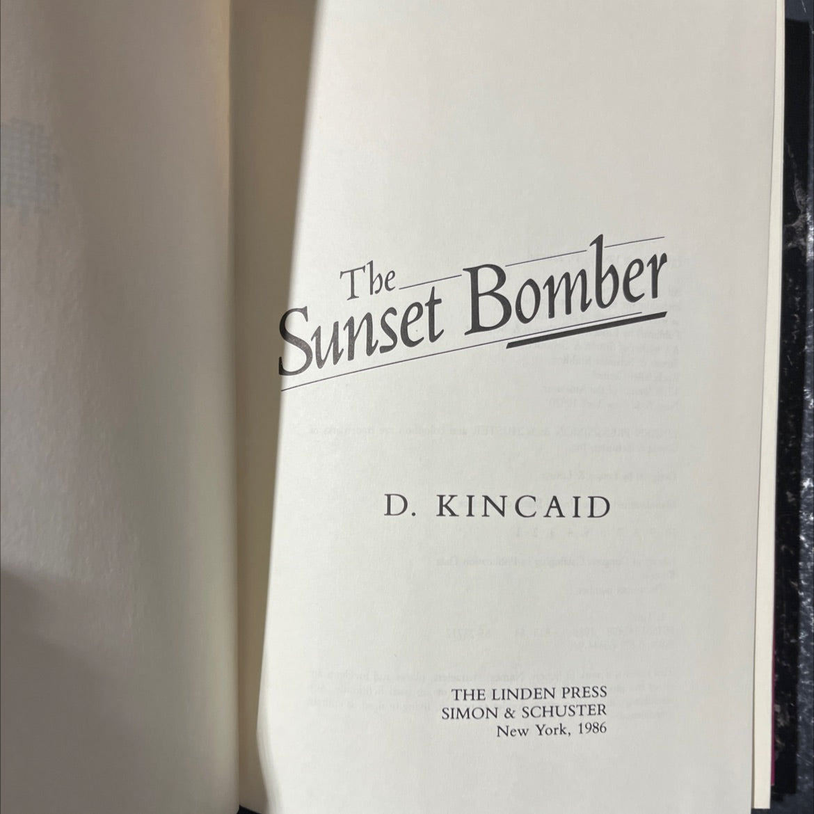 the sunset bomber book, by D. Kincaid, 1986 Hardcover image 2